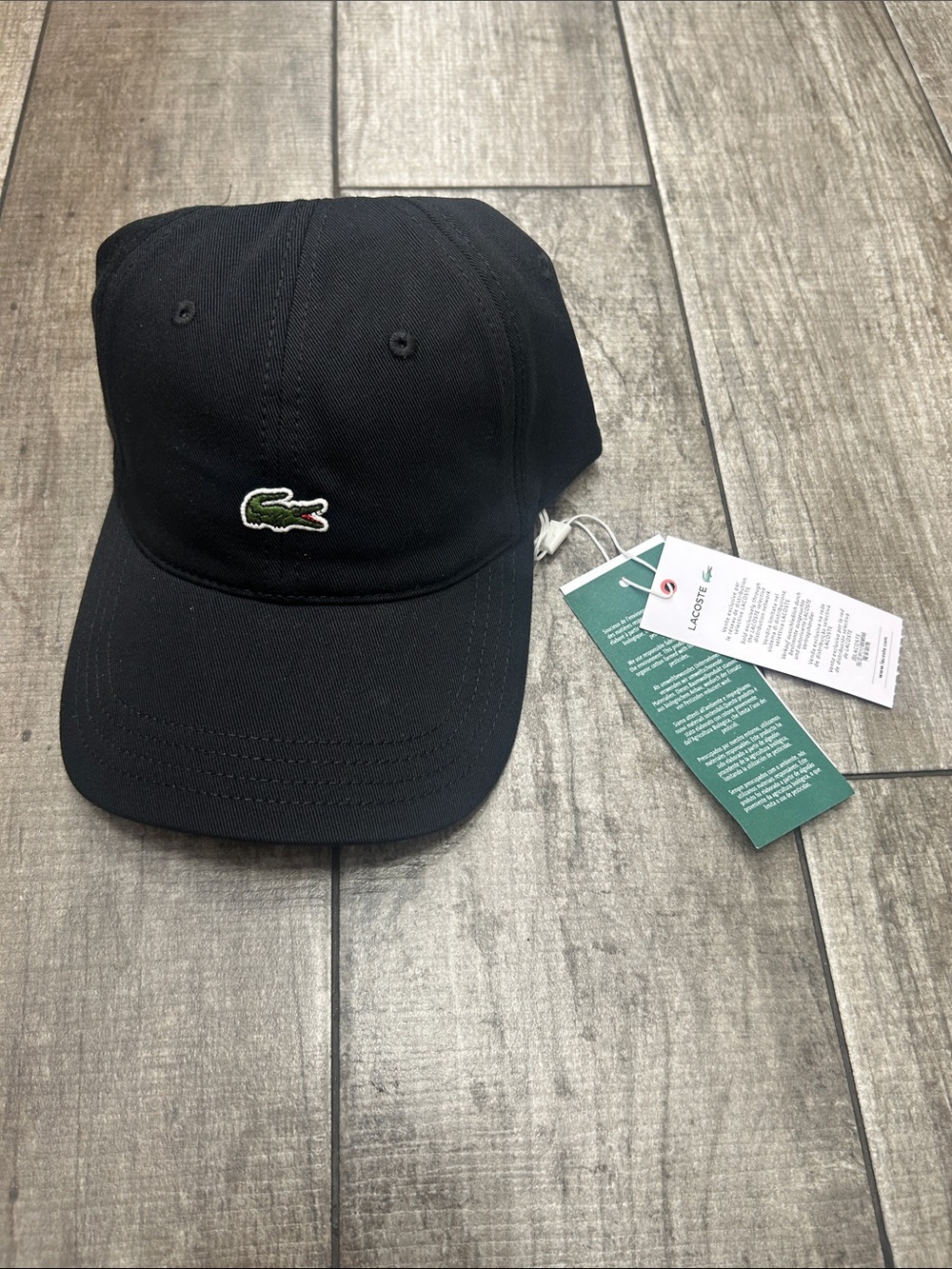 Lacoste Black Cap with Green Crocodile Patch NWT